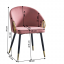 Dizajnerska fotelja, ružičasta baršunasta tkanina/zlatno krom zlato, DONKO