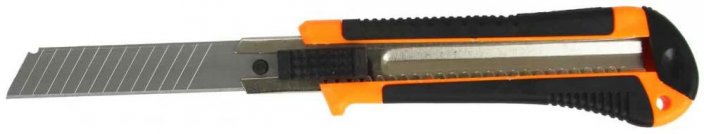 Cuțit cu lamă de tăiere 18 mm, portocaliu cu buton, MAR-POL