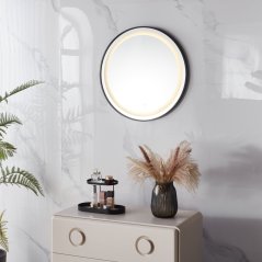LED oglindă de baie rotundă oglindă de perete 60cm 3 culori comutator tactil reglarea luminozității ModernHome