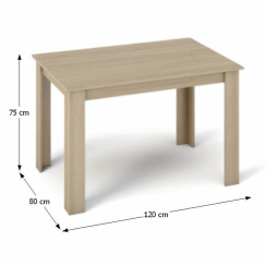 Blagovaonski stol, sonoma hrast, 120x80 cm, KRAZ