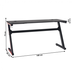 Spieltisch/Computertisch, schwarz/rot, MACKENZIE 140cm
