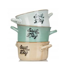 Miska keramická s ušami SOUP 500ml , mix farieb / 64302422 KLC
