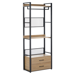 Polcállvány fiókokkal, tölgy/fekete, KILOS NEW TYP 1