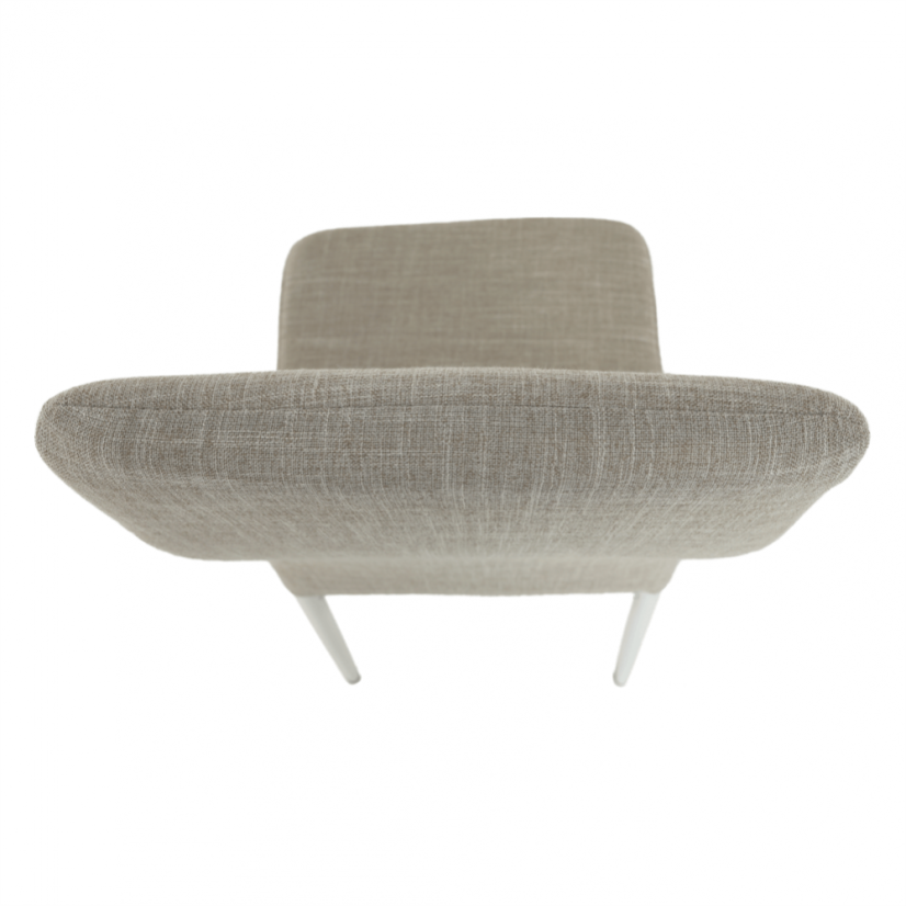 Stuhl, beige Stoff/weißes Metall, COLETA NOVA