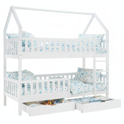 Łóżko piętrowe Montessori, białe, VENITA TYP 2