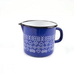 Hrnek 12cm/1L s výlevkou smalt, dekor Čičmany KLC