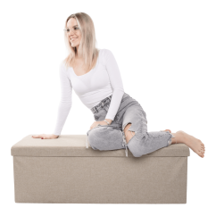 Klapphocker, beige Stoff, UMINA