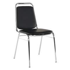 Besprechungsstuhl, schwarzes Öko-Leder, ZEKI