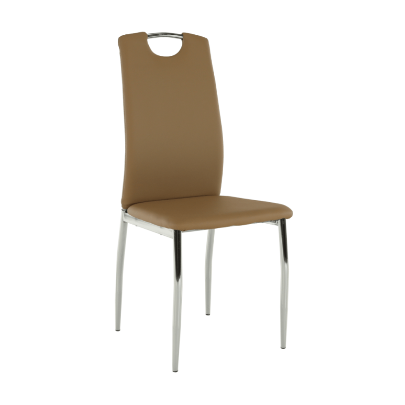 Esszimmerstuhl, Kunstleder beige/chrom, ERVINA