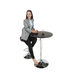 Magasságállítható bárpult, fekete, átmérő 60 cm, BRANY 2 NEW (akció)
