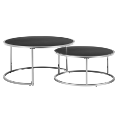 Couchtische, 2er-Set, silber/schwarz, DONOVAN 2 NEU
