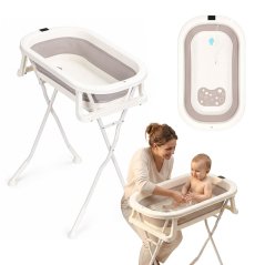 Összecsukható, állványos gyermekfürdőkád lefolyóval, hőmérsékletmérővel és LCD-kijelzővel – ECOTOYS (akce)