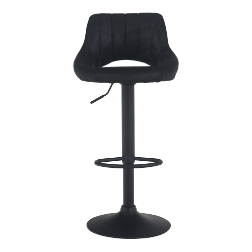 Barski stol, črna tkanina z efektom brušenega usnja, LORASA