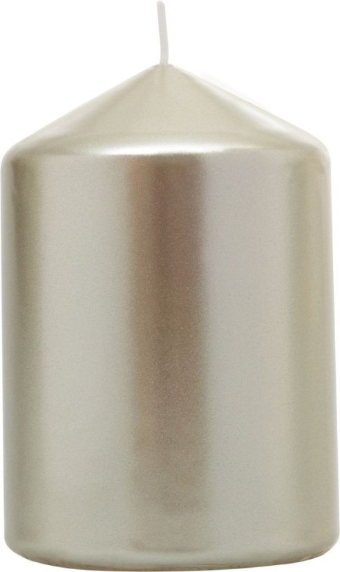 MagicHome Weihnachtskerze, 7x10 cm, zylindrisch, Champagner, Metallic-Effekt