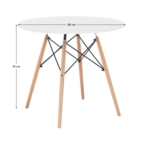 Étkezőasztal,  fehér/bükk, átmérő 80 cm, GAMIN 2 NEW 80 (akce)