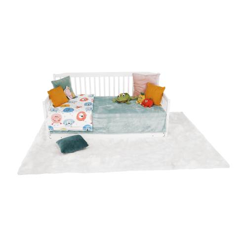 Łóżko dziecięce składane z dostawką, białe, solidne, PEDREZA