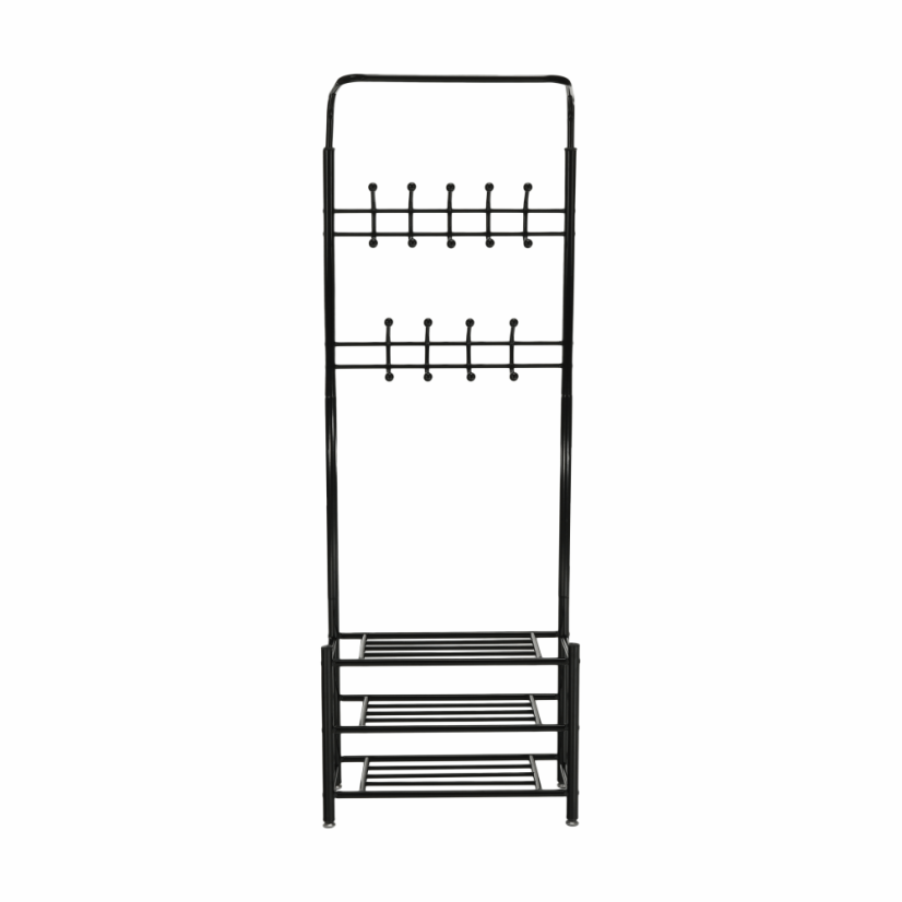 Kleiderbügel mit Schuhregal, schwarzes Metall, BARNUM