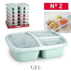 Dóza na obed 1,2l plastová 3 priehradky mix