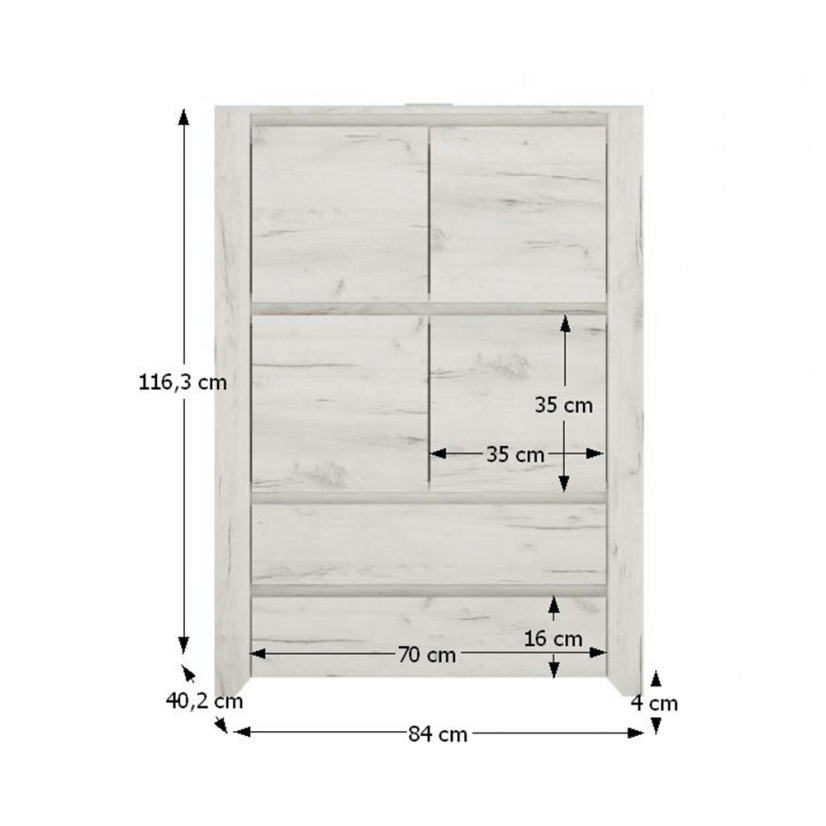 Komoda tip 33, bijela craft, ANĐEO