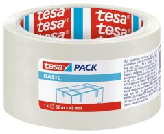 Páska tesa® BASIC, balící, lepící, transparentní, 48 mm, L-50m