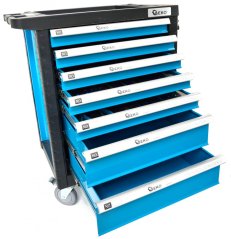 Werkzeugschrank mit 7 Schubladen, bestückt mit 272 Werkzeugen, 690x455x975 mm, GEKO