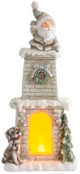 Dekoracja świąteczna MagicHome, Mikołaj w kominie, kominek, 9 diod LED, 3xAAA, ceramika, 28x18,50x60 cm