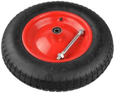 Kotač na napuhavanje s ležajevima, rupa 12 mm, promjer 36,5 cm, širina 8 cm, crveni s osovinom