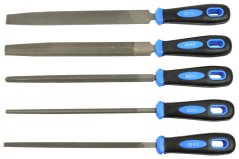 Set de pile pentru metal de 200 mm cu mâner, set de 5 piese, GEKO