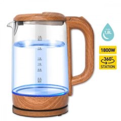 Kanvica rýchlovarná 1,8L SKLO/UH Drevodekor, 1800W podsvietená