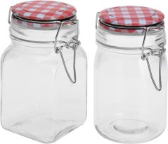 Dóza na potraviny sklo 250ml s tesnením karo viečko, hermetická