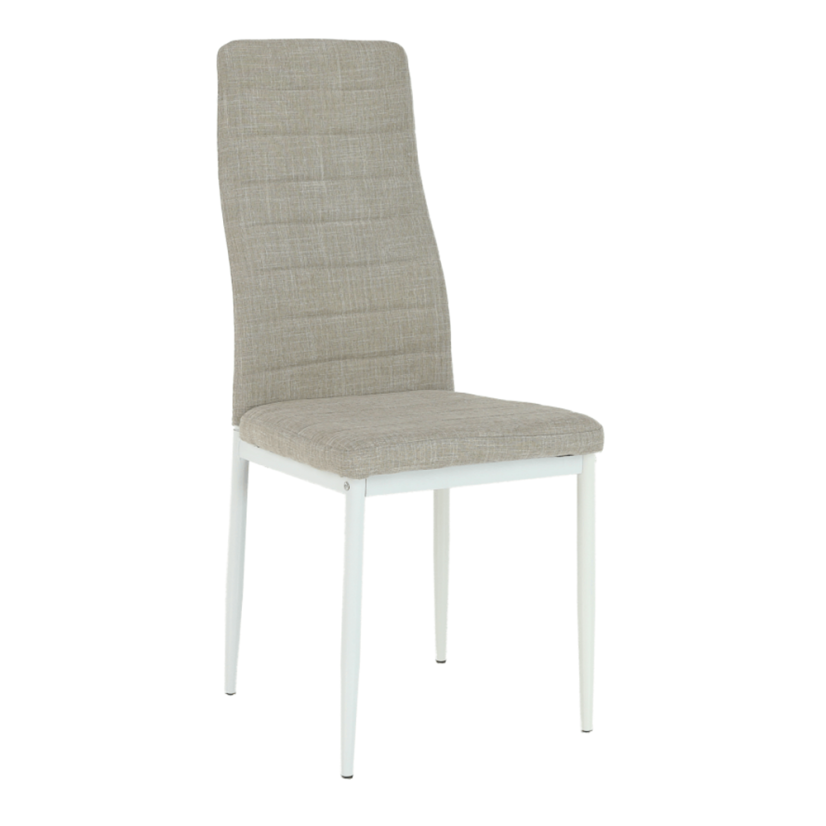 Stuhl, beige Stoff/weißes Metall, COLETA NOVA