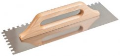 Hladítko Strend Pro Premium, s dřev. rukojetí, 270x130 mm, e10mm, 0,7 mm, rovné, nerez