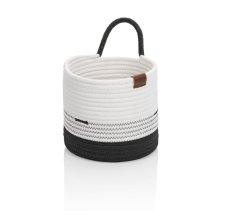 Coș Hedda 20 cm, amestec de bumbac și poliester, alb-negru