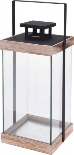 Svečnik lampion 17x16,5x36/42 cm kovina/steklo
