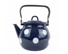 Emaille-Teekanne 3,5 l, blau gepunktet KLC