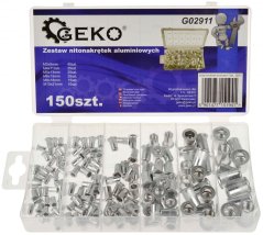 Komplet aluminijastih kovic z votlo matico M3-M10, 150 kosov, GEKO