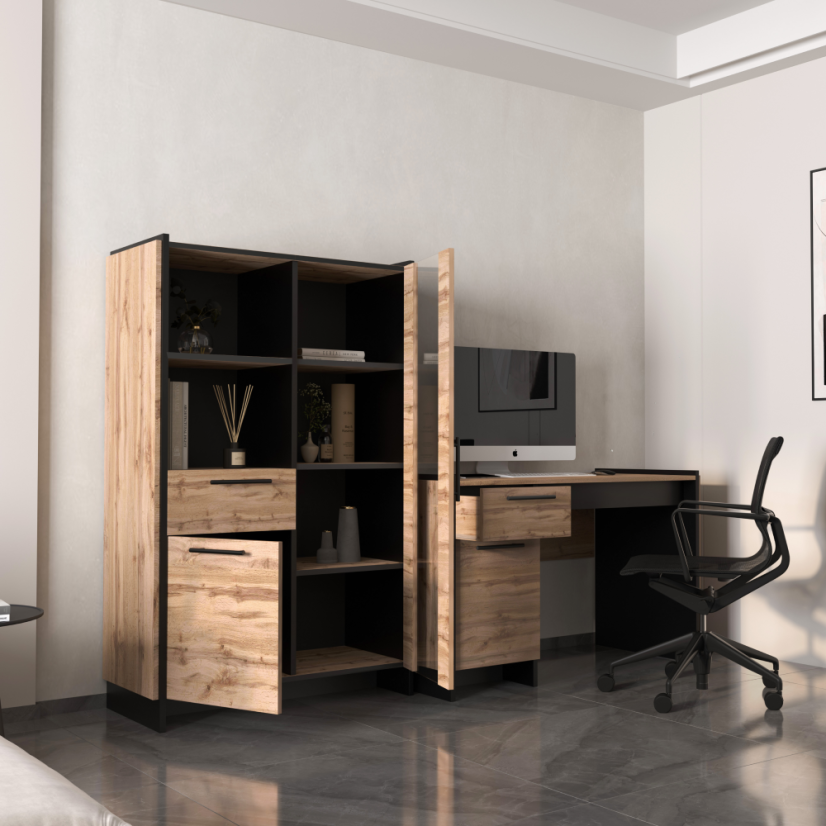 PC stol 130, hrast wotan/crni, AMONI 1D1S