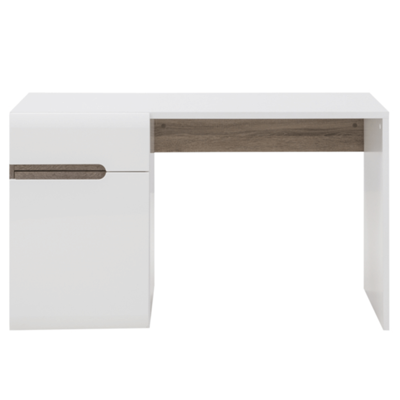 PC-Tisch, Weiß Extra Hochglanz HG/Sonoma dunkle Trüffeleiche, LYNATET TYP 80