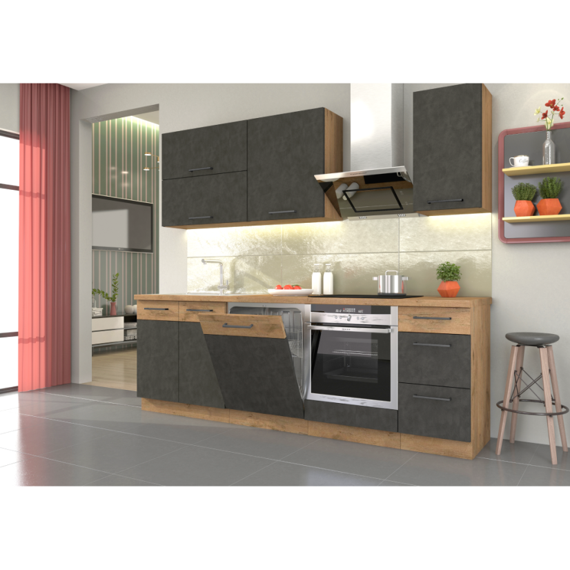 Oberschrank, Eiche Lancelot/Grau matt, VEGA 80 GU-36 1F