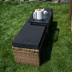 Vrtni stol, crni čelik/kaljeno staklo, SELKO