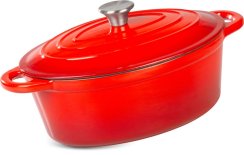 MagicHome Castora Line Auflaufform oval Auflaufform 30cm 4,4lit mit Deckel, emailliertes Gusseisen
