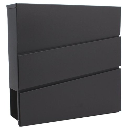 Briefkasten 37x10x37cm, schwarz mit 3 schrägen Bändern, XL-TOOLS