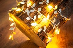 MagicHome Christmas Leafdeco-Kette, 20x mLED warmweiß, 2xAA, IP 20, Innenbereich, Beleuchtung, L-1,90 m