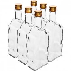 Láhev na alkohol sklo 500 ml hranatá, uzávěr na závit Klášterní KLC