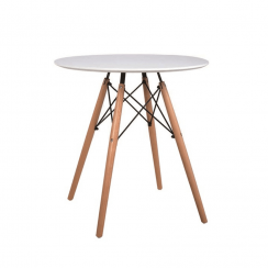 Jedilna miza, bela/bukev, premer 60 cm, GAMIN NEW 60