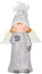Figurină de Crăciun MagicHome, Înger cu aripi translucide, LED, teracotă, 10,5x6,5x14 cm
