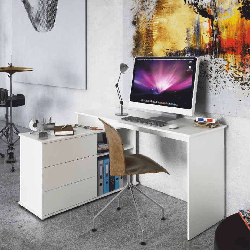Universeller PC-Ecktisch, weiß, TERINO