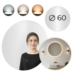 LED oglindă de baie oglindă de perete rotundă 60 cm 3 culori comutator tactil ModernHome