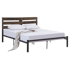 Doppelbett mit Lattenrost, rustikale Eiche/Metall, 180x200, ANEYA