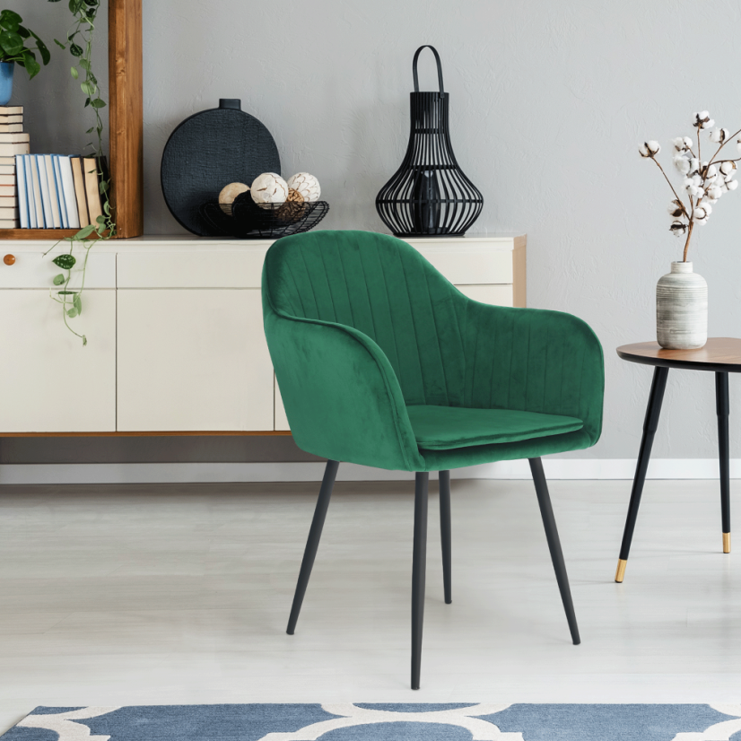 Designer-Sessel, smaragdgrüner Samtstoff, ZIRKON